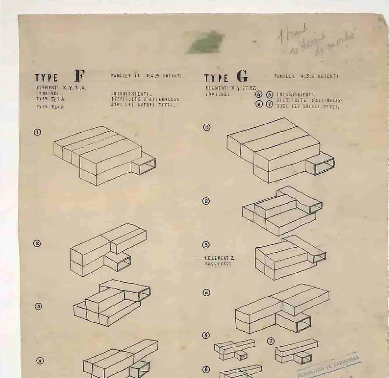 Le Corbusier - Tipolojik Hücre Çizimleri Type F Type G